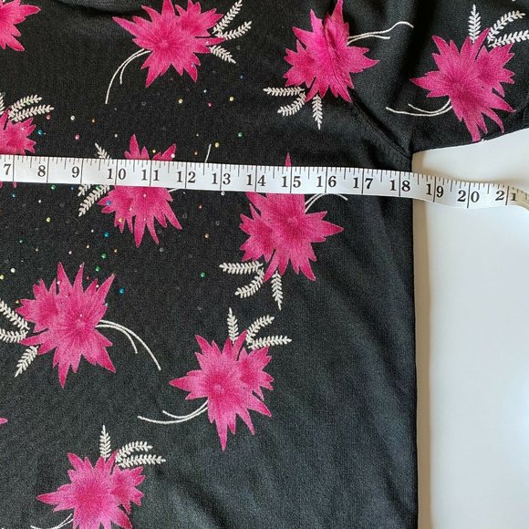 FALLER WOMENS BLACK FLORAL PRINTED TOP T SHIRT - Picture 8 of 8